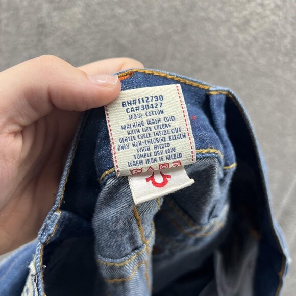 True Religion Billy Jeans Mens 36 Blue Denim Straight Leg Bootcut Made USA - Picture 5 of 10